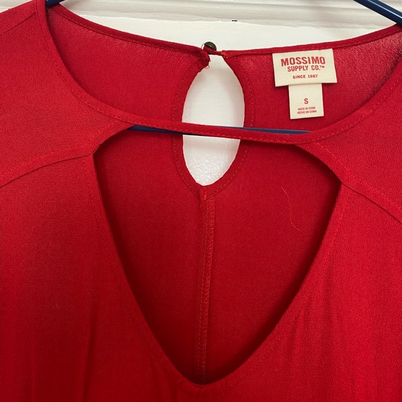 Red Mossimo Ruffled Keyhole Blouse Small - Picture 2 of 4